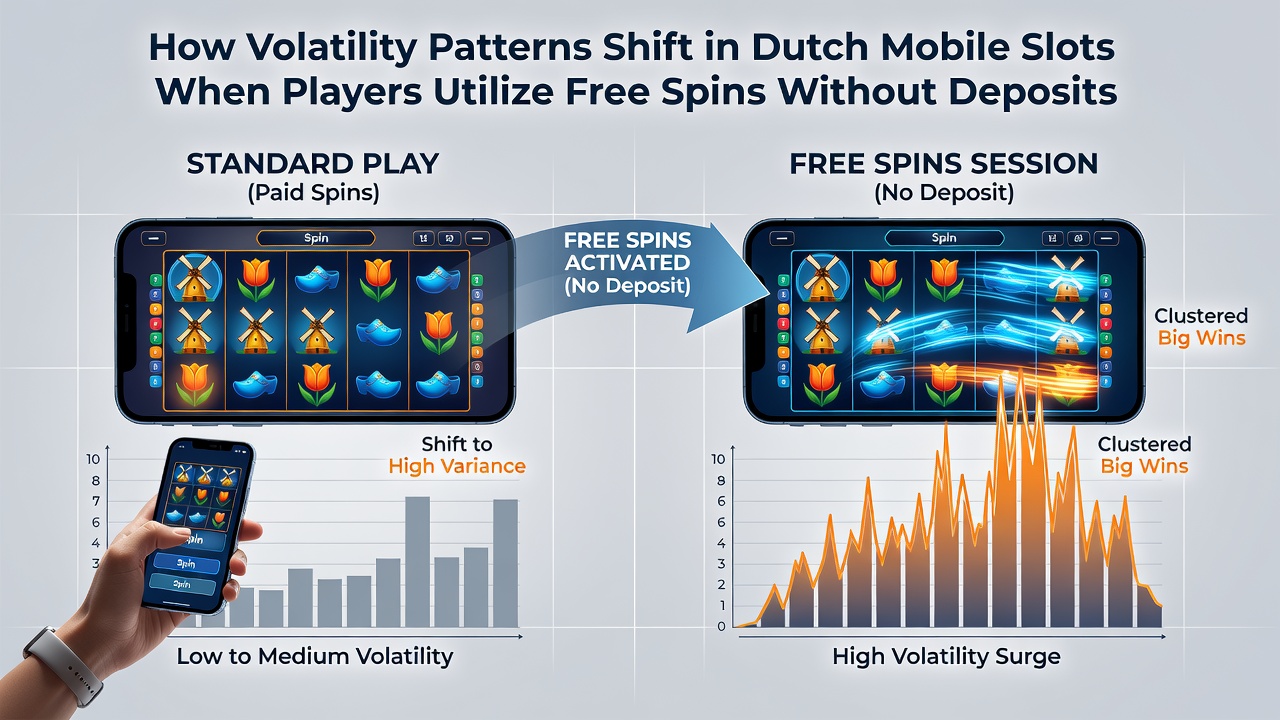 Mobiele slot interface met volatiliteitstrends tijdens gratis spins
