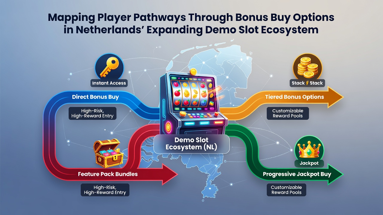 Grafiek die verschillende spelerstrajecten illustreert door bonus buy keuzes in demo slots