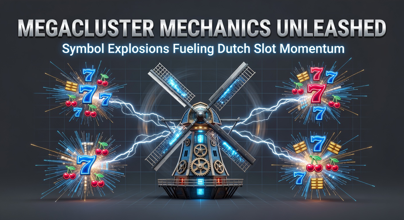 Animatie van exploderende symbolen in een megacluster slot, met kleurrijke clusters die splitsen en nieuwe winlijnen vormen