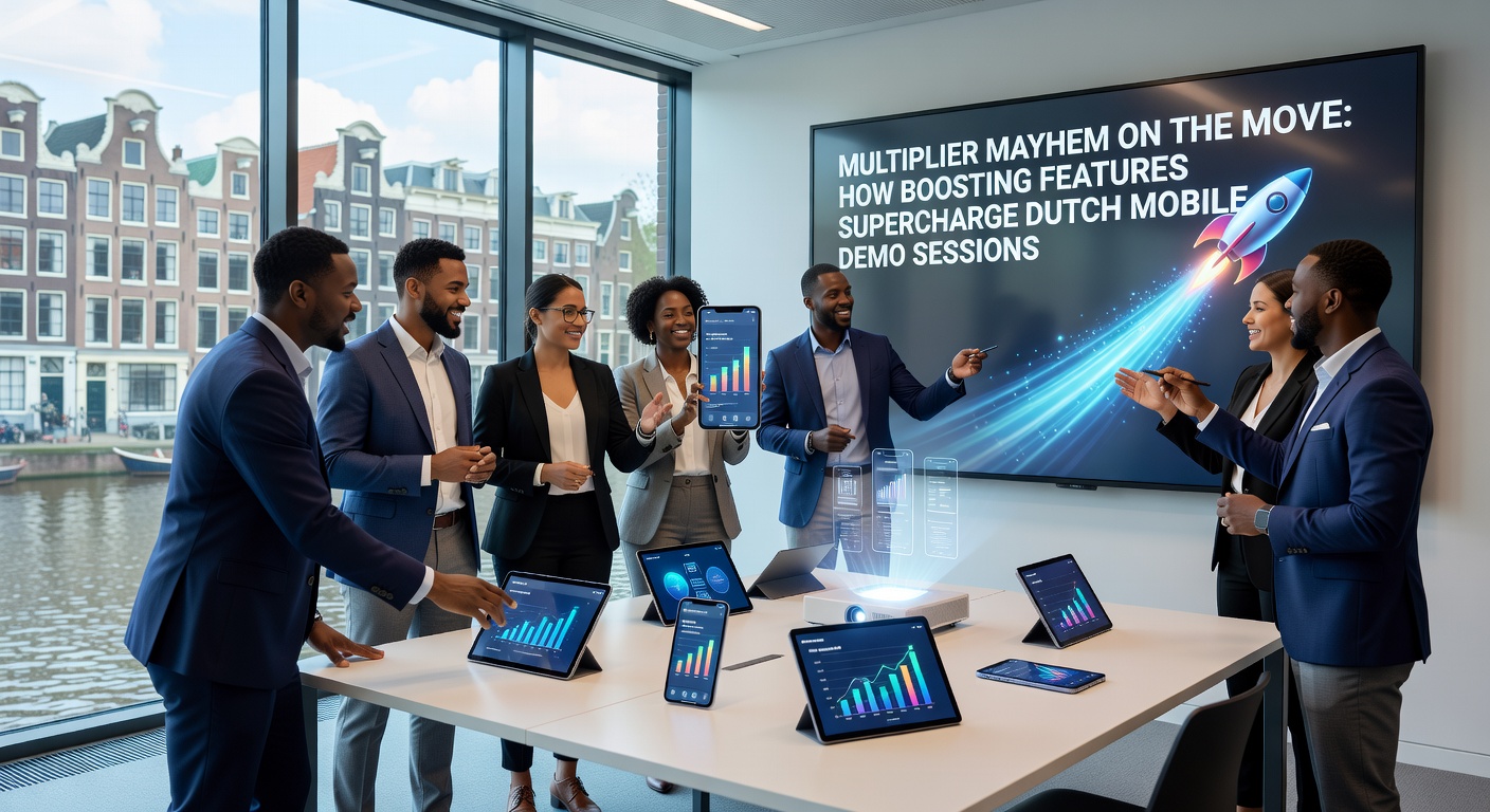 Voorbeeld van een multiplier boost in actie op een Nederlands mobiel slot-demo, met winsten die exploderen in kleurrijke effecten